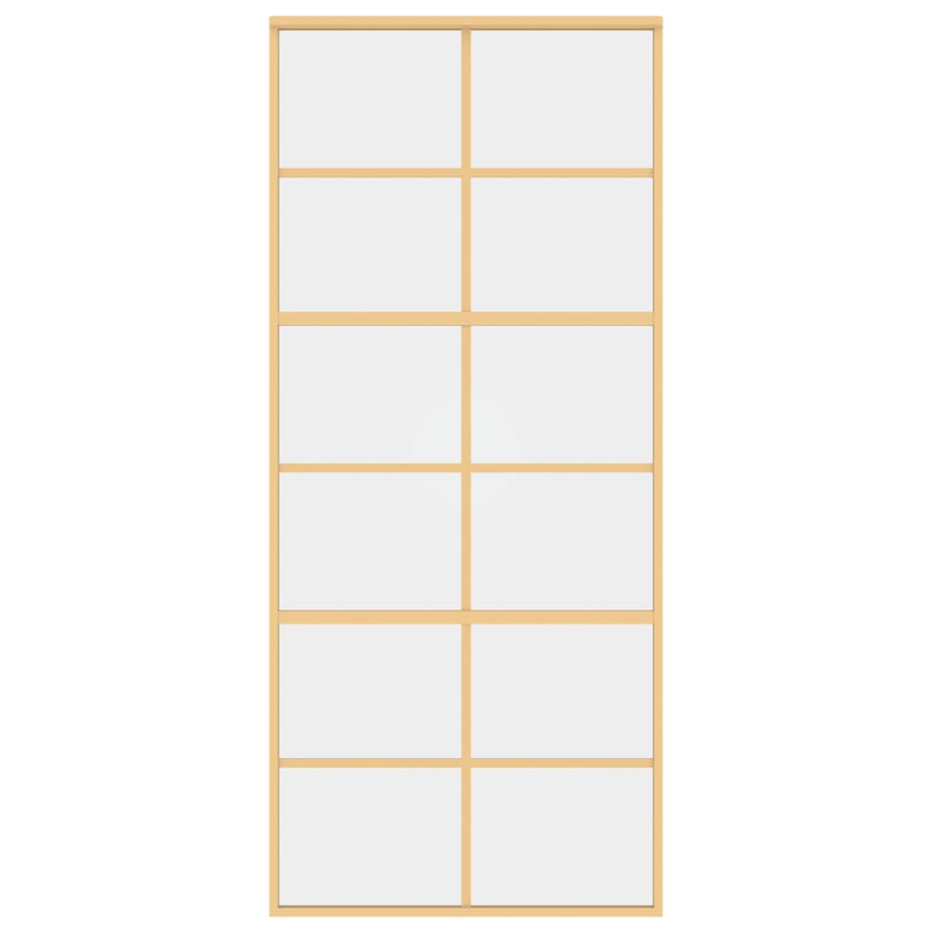 vidaXL Sliding Door Gold 90x205 cm Clear ESG Glass and Aluminium
