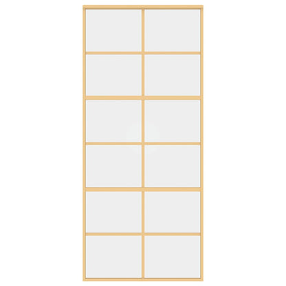 vidaXL Sliding Door Gold 90x205 cm Clear ESG Glass and Aluminium