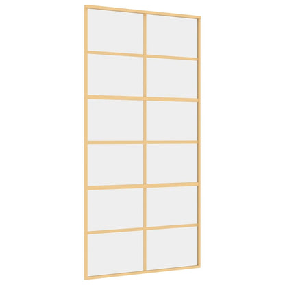 vidaXL Sliding Door Gold 102,5x205 cm Clear ESG Glass and Aluminium