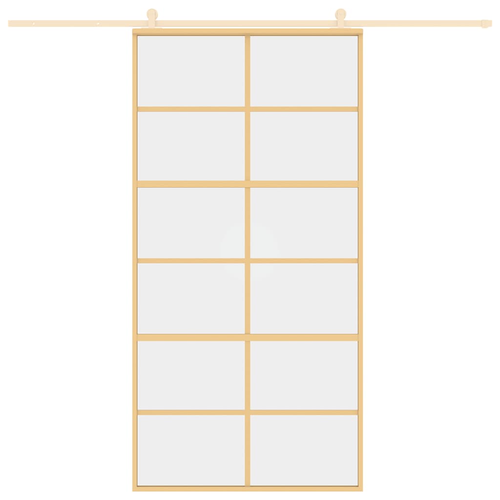 vidaXL Sliding Door Gold 102,5x205 cm Clear ESG Glass and Aluminium