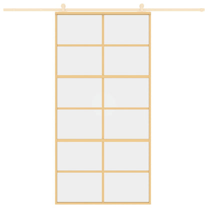 vidaXL Sliding Door Gold 102,5x205 cm Clear ESG Glass and Aluminium