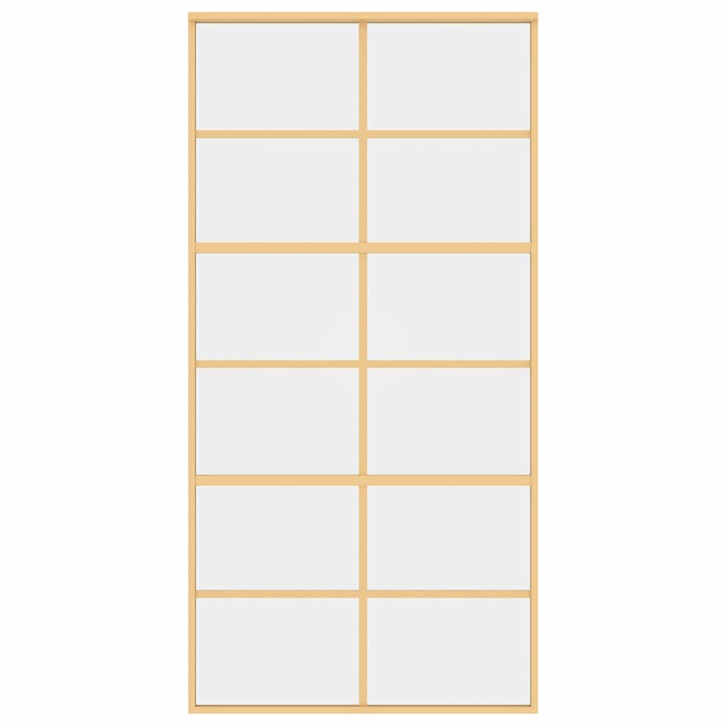 vidaXL Sliding Door Gold 102,5x205 cm Clear ESG Glass and Aluminium