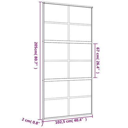 vidaXL Sliding Door Gold 102,5x205 cm Clear ESG Glass and Aluminium