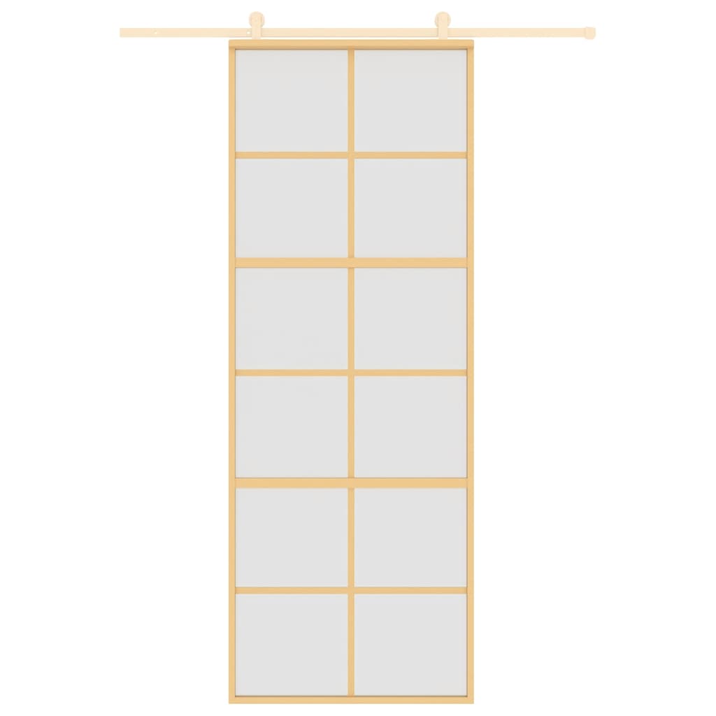 vidaXL Sliding Door Gold 76x205 cm Frosted ESG Glass and Aluminium