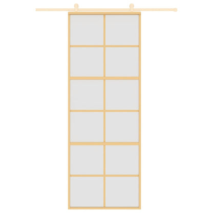 vidaXL Sliding Door Gold 76x205 cm Frosted ESG Glass and Aluminium
