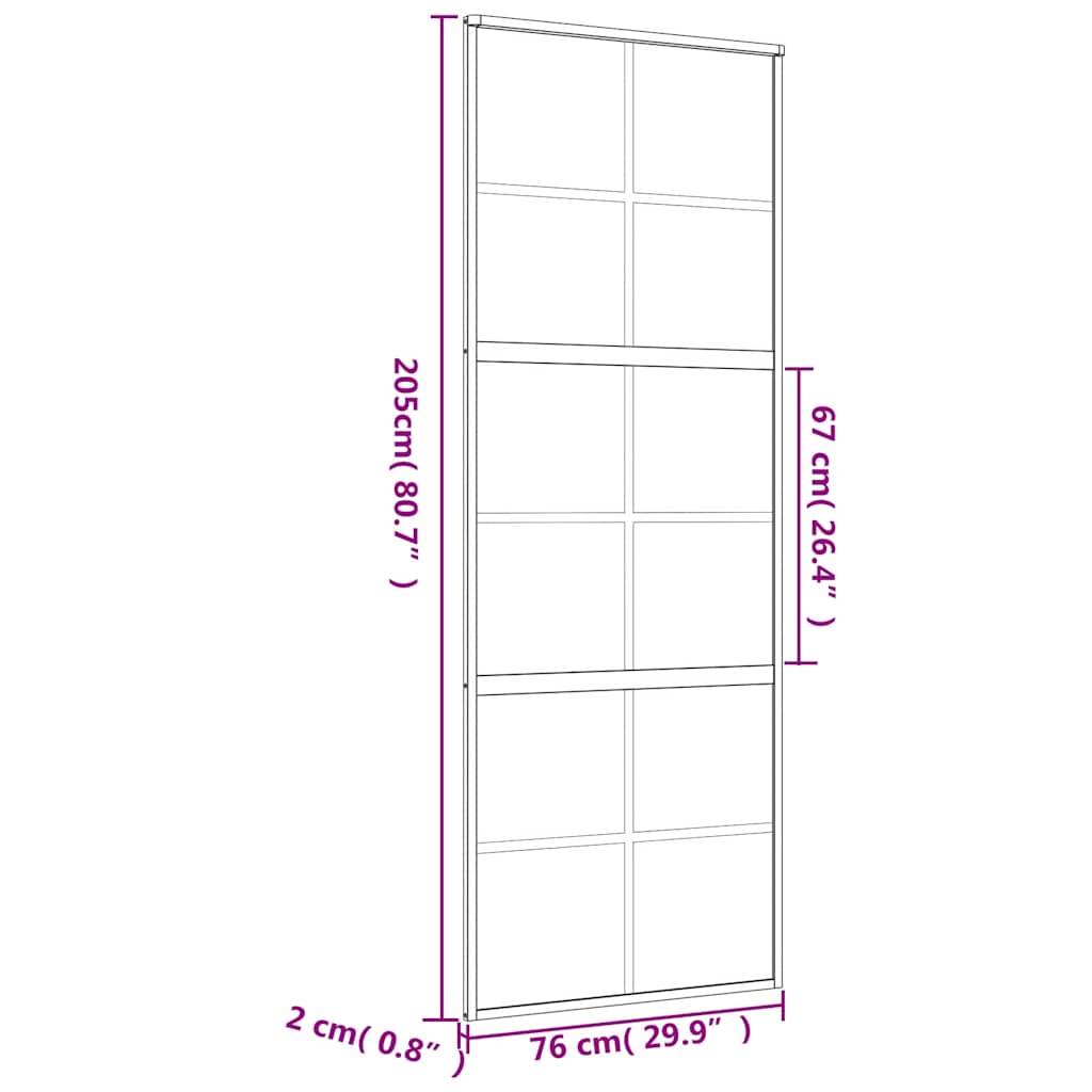 vidaXL Sliding Door Gold 76x205 cm Frosted ESG Glass and Aluminium