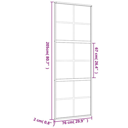 vidaXL Sliding Door Gold 76x205 cm Frosted ESG Glass and Aluminium