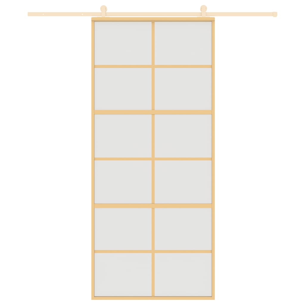 vidaXL Sliding Door Gold 90x205 cm Frosted ESG Glass and Aluminium