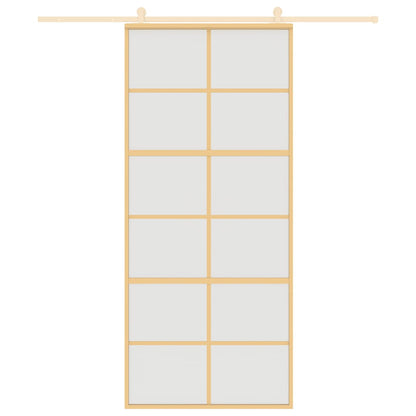 vidaXL Sliding Door Gold 90x205 cm Frosted ESG Glass and Aluminium