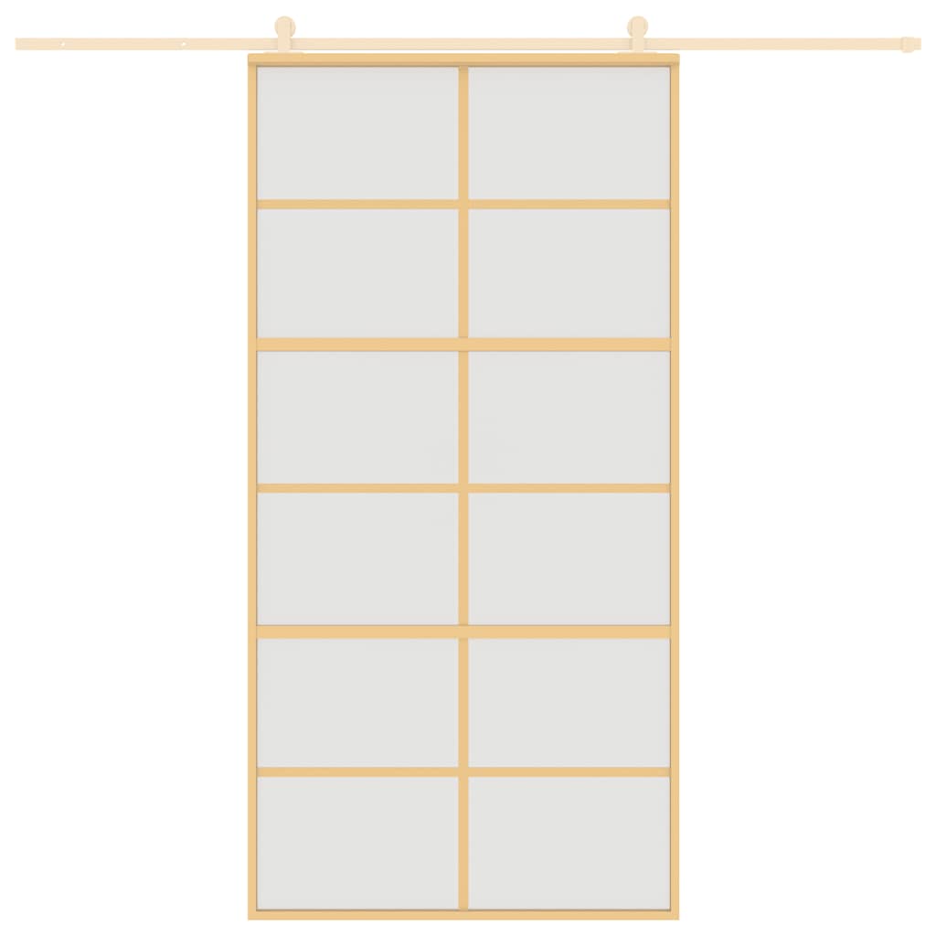 vidaXL Sliding Door Gold 102.5x205 cm Frosted ESG Glass and Aluminium