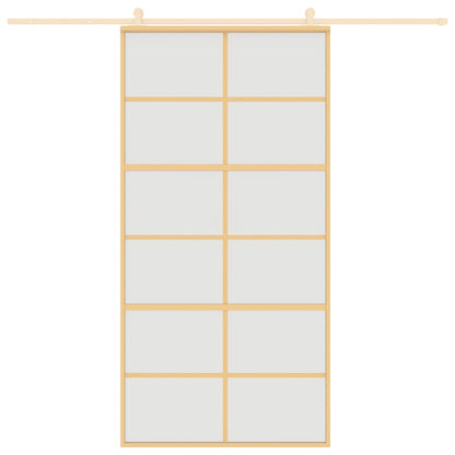vidaXL Sliding Door Gold 102.5x205 cm Frosted ESG Glass and Aluminium