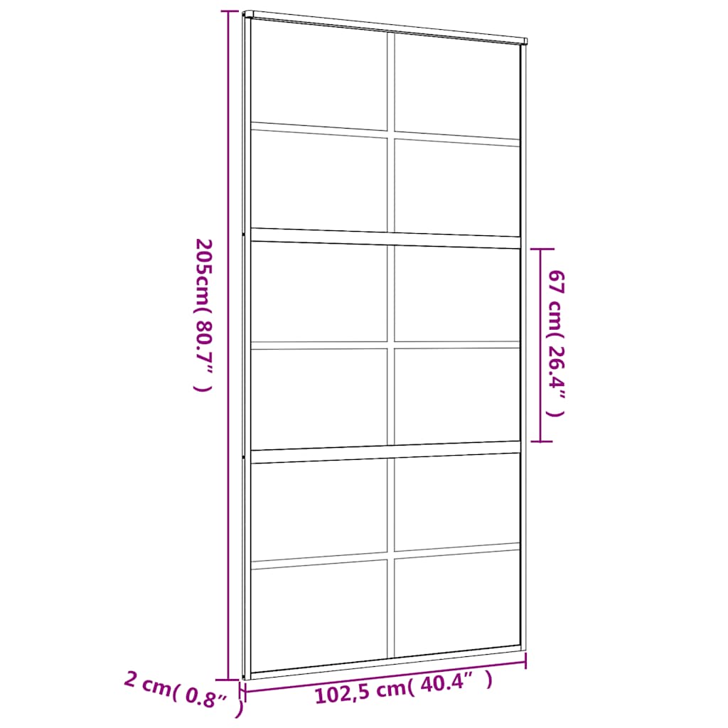 vidaXL Sliding Door Gold 102.5x205 cm Frosted ESG Glass and Aluminium