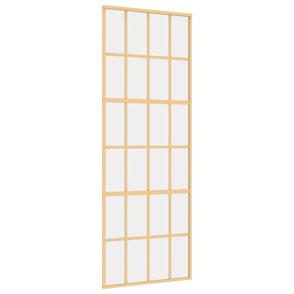 vidaXL Sliding Door Gold 76x205 cm Clear ESG Glass and Aluminium