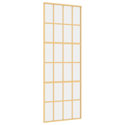 vidaXL Sliding Door Gold 76x205 cm Clear ESG Glass and Aluminium