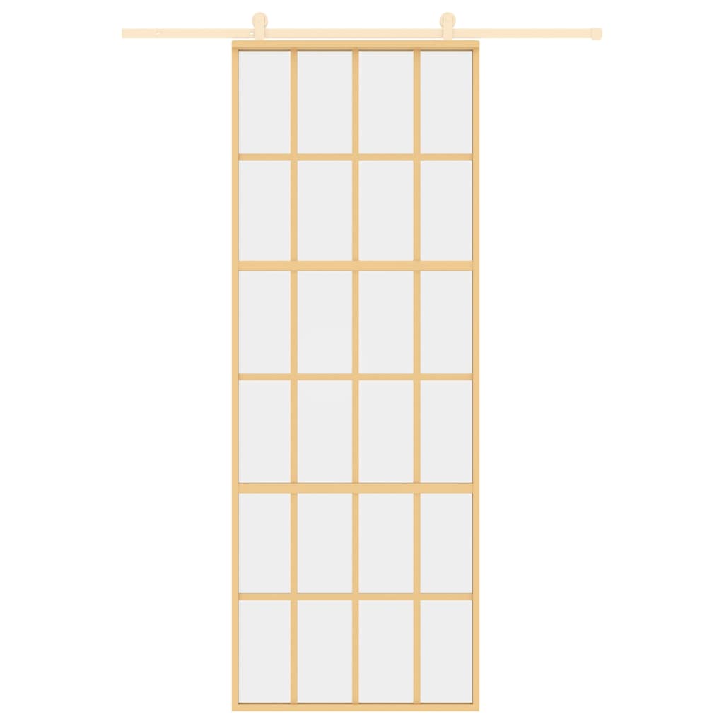 vidaXL Sliding Door Gold 76x205 cm Clear ESG Glass and Aluminium