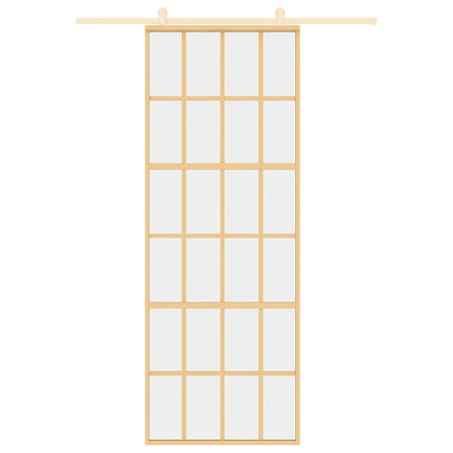 vidaXL Sliding Door Gold 76x205 cm Clear ESG Glass and Aluminium