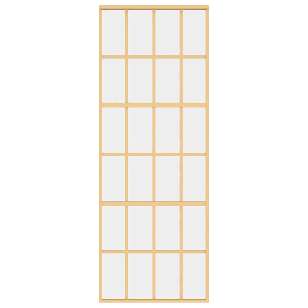 vidaXL Sliding Door Gold 76x205 cm Clear ESG Glass and Aluminium