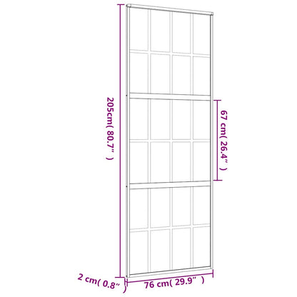 vidaXL Sliding Door Gold 76x205 cm Clear ESG Glass and Aluminium