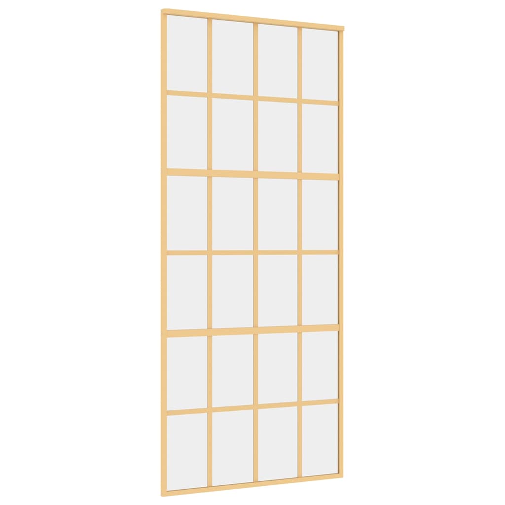 vidaXL Sliding Door Gold 90x205 cm Clear ESG Glass and Aluminium