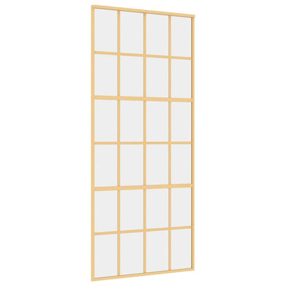 vidaXL Sliding Door Gold 90x205 cm Clear ESG Glass and Aluminium