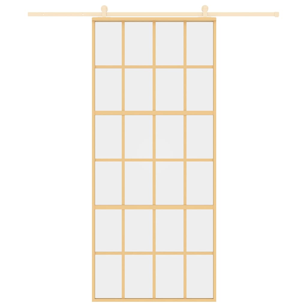 vidaXL Sliding Door Gold 90x205 cm Clear ESG Glass and Aluminium