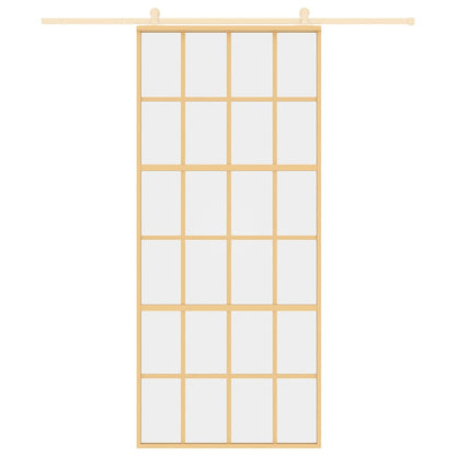 vidaXL Sliding Door Gold 90x205 cm Clear ESG Glass and Aluminium