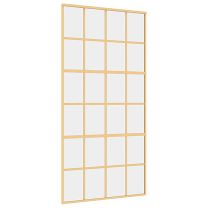 vidaXL Sliding Door Gold 102,5x205 cm Clear ESG Glass and Aluminium