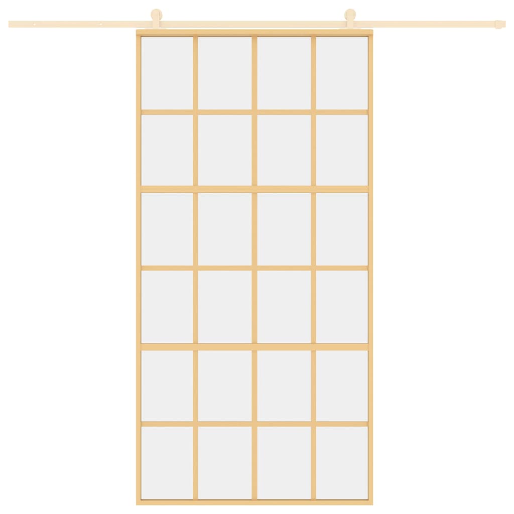 vidaXL Sliding Door Gold 102,5x205 cm Clear ESG Glass and Aluminium