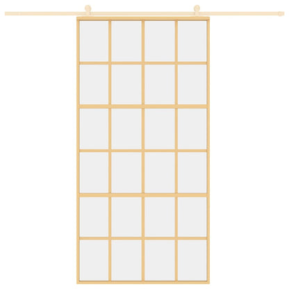 vidaXL Sliding Door Gold 102,5x205 cm Clear ESG Glass and Aluminium