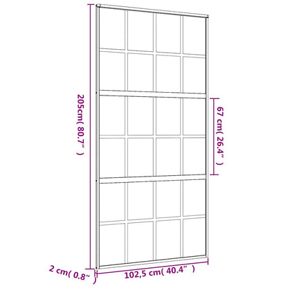 vidaXL Sliding Door Gold 102,5x205 cm Clear ESG Glass and Aluminium