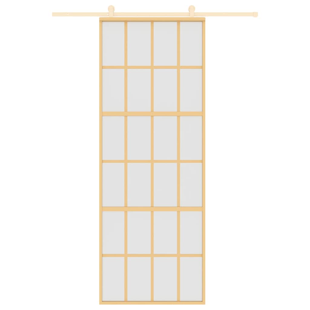 vidaXL Sliding Door Gold 76x205 cm Frosted ESG Glass and Aluminium