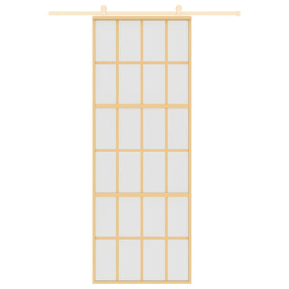 vidaXL Sliding Door Gold 76x205 cm Frosted ESG Glass and Aluminium
