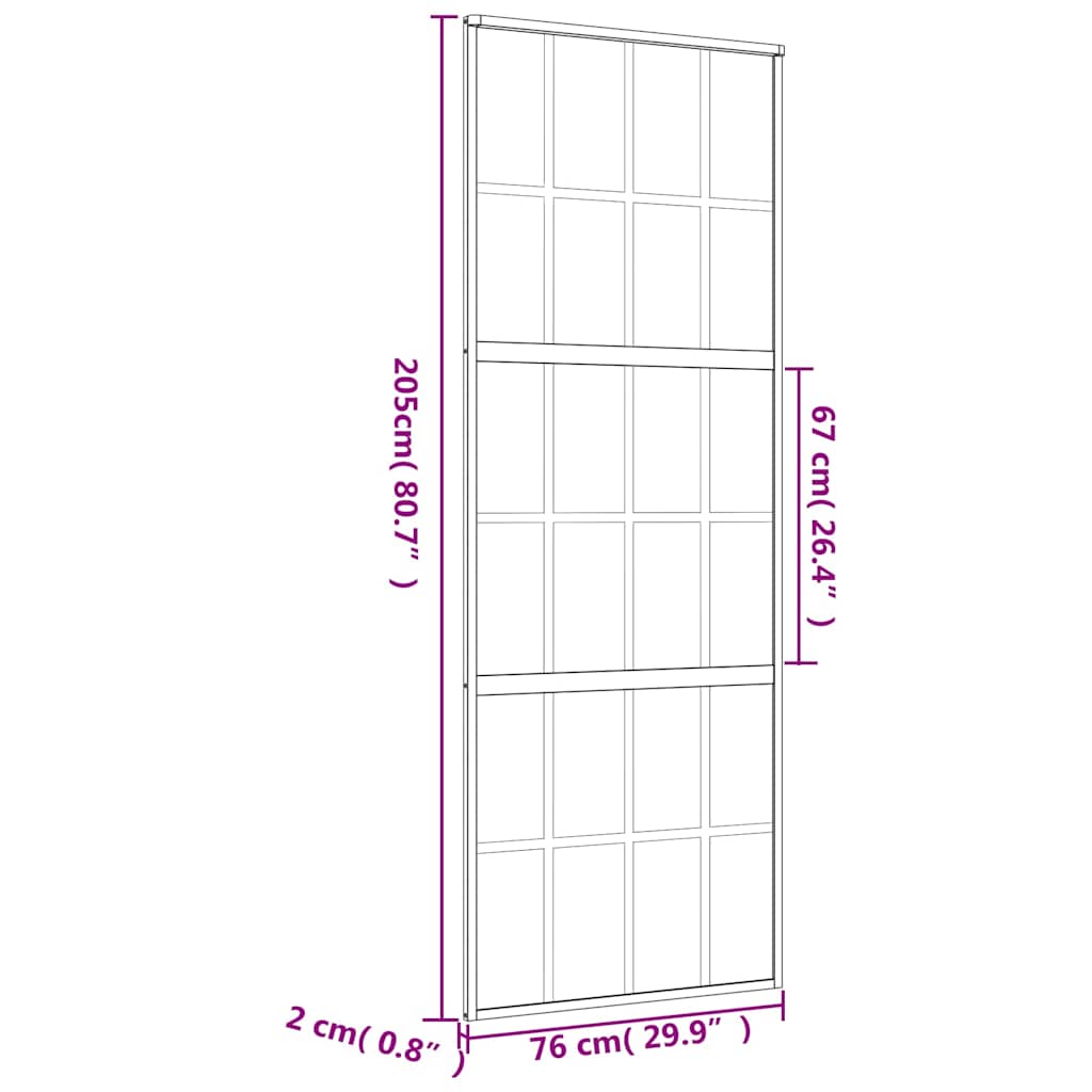 vidaXL Sliding Door Gold 76x205 cm Frosted ESG Glass and Aluminium