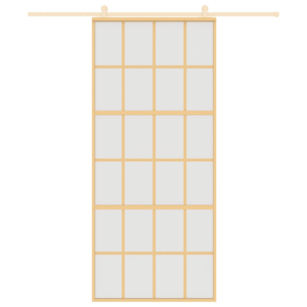 vidaXL Sliding Door Gold 90x205 cm Frosted ESG Glass and Aluminium