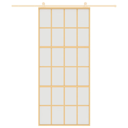 vidaXL Sliding Door Gold 90x205 cm Frosted ESG Glass and Aluminium