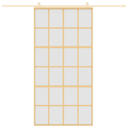 vidaXL Sliding Door Gold 102,5x205 cm Frosted ESG Glass and Aluminium