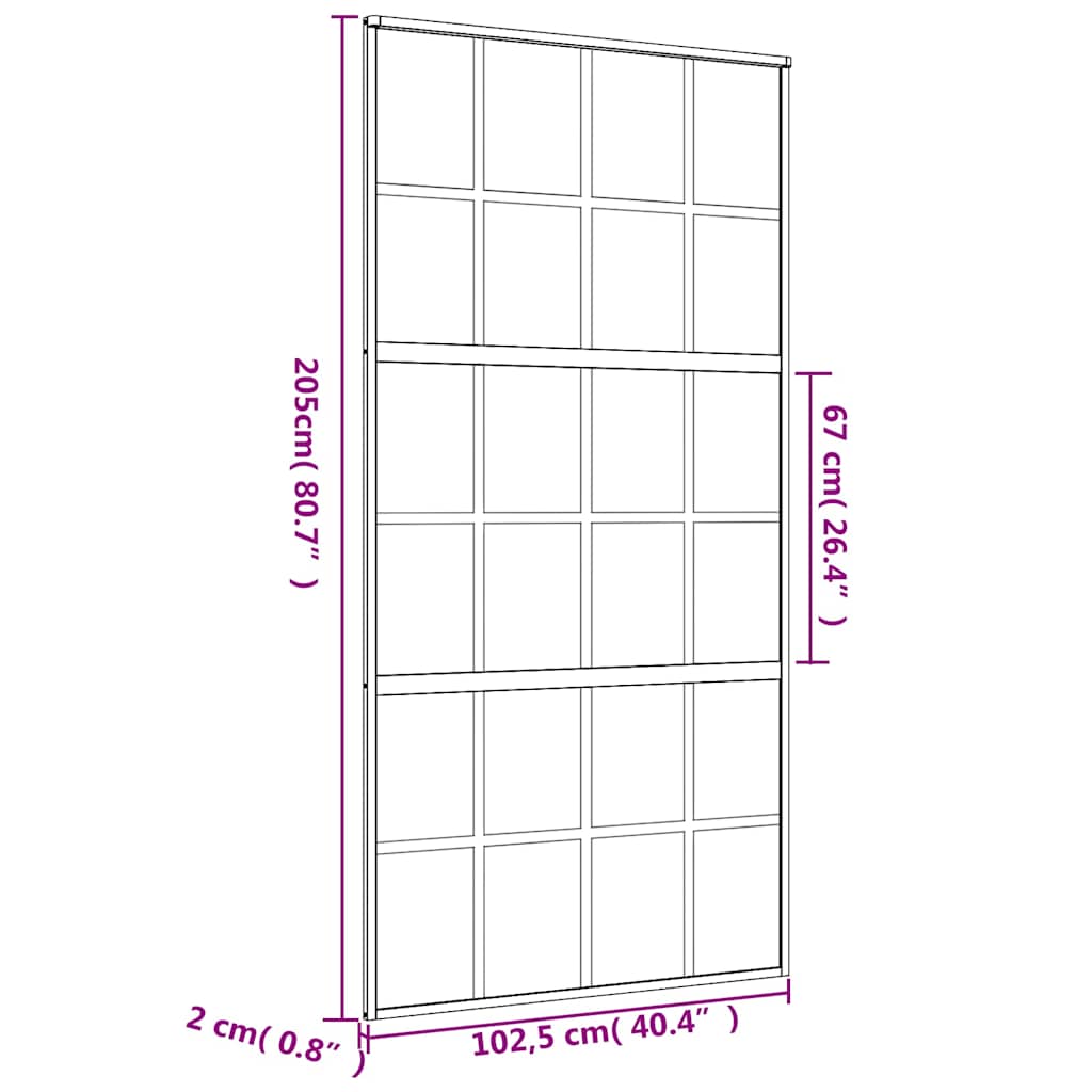 vidaXL Sliding Door Gold 102,5x205 cm Frosted ESG Glass and Aluminium
