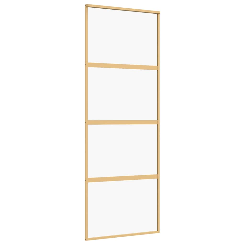 vidaXL Sliding Door Gold 76x205 cm Clear ESG Glass and Aluminium