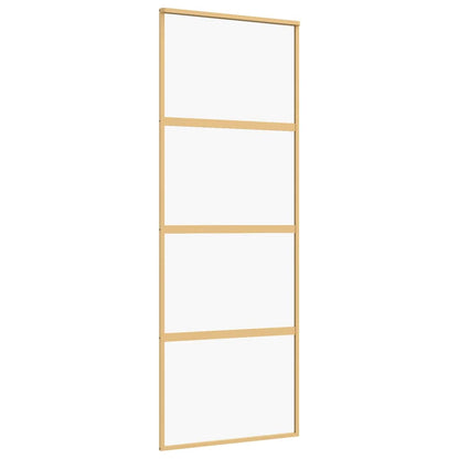 vidaXL Sliding Door Gold 76x205 cm Clear ESG Glass and Aluminium