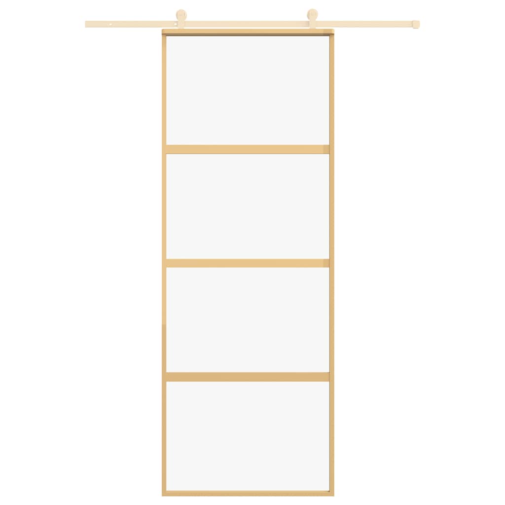 vidaXL Sliding Door Gold 76x205 cm Clear ESG Glass and Aluminium