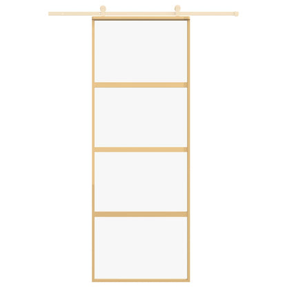 vidaXL Sliding Door Gold 76x205 cm Clear ESG Glass and Aluminium