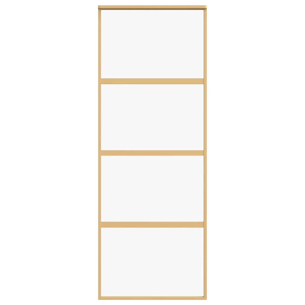 vidaXL Sliding Door Gold 76x205 cm Clear ESG Glass and Aluminium