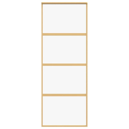 vidaXL Sliding Door Gold 76x205 cm Clear ESG Glass and Aluminium