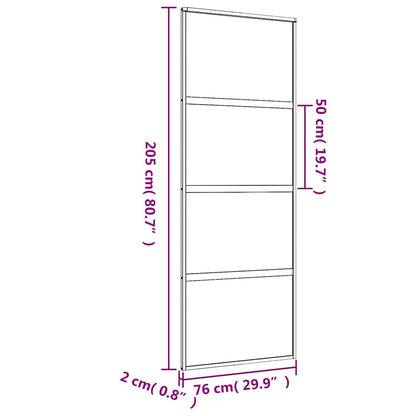 vidaXL Sliding Door Gold 76x205 cm Clear ESG Glass and Aluminium