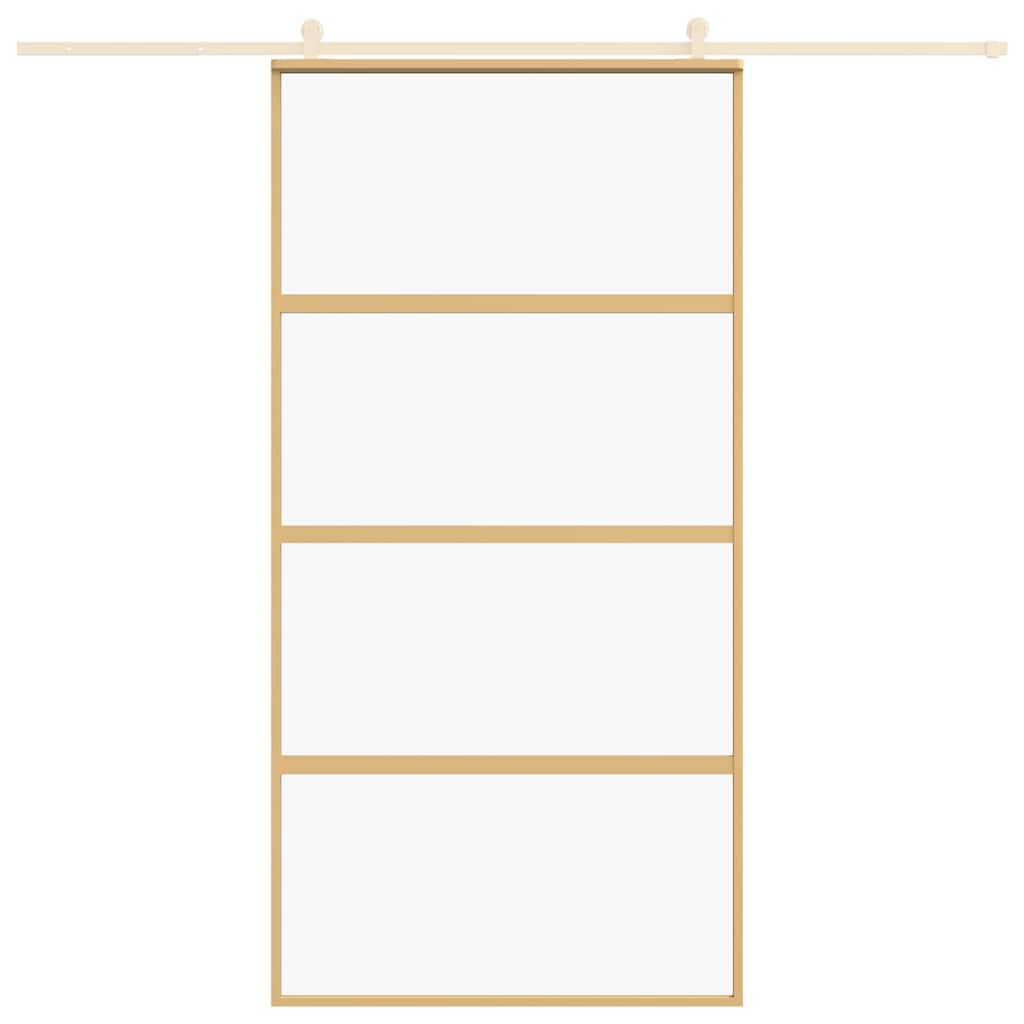vidaXL Sliding Door Gold 102.5x205 cm Clear ESG Glass and Aluminium