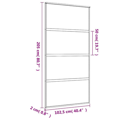 vidaXL Sliding Door Gold 102.5x205 cm Clear ESG Glass and Aluminium
