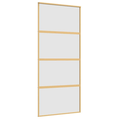 vidaXL Sliding Door Gold 90x205 cm Frosted ESG Glass and Aluminium