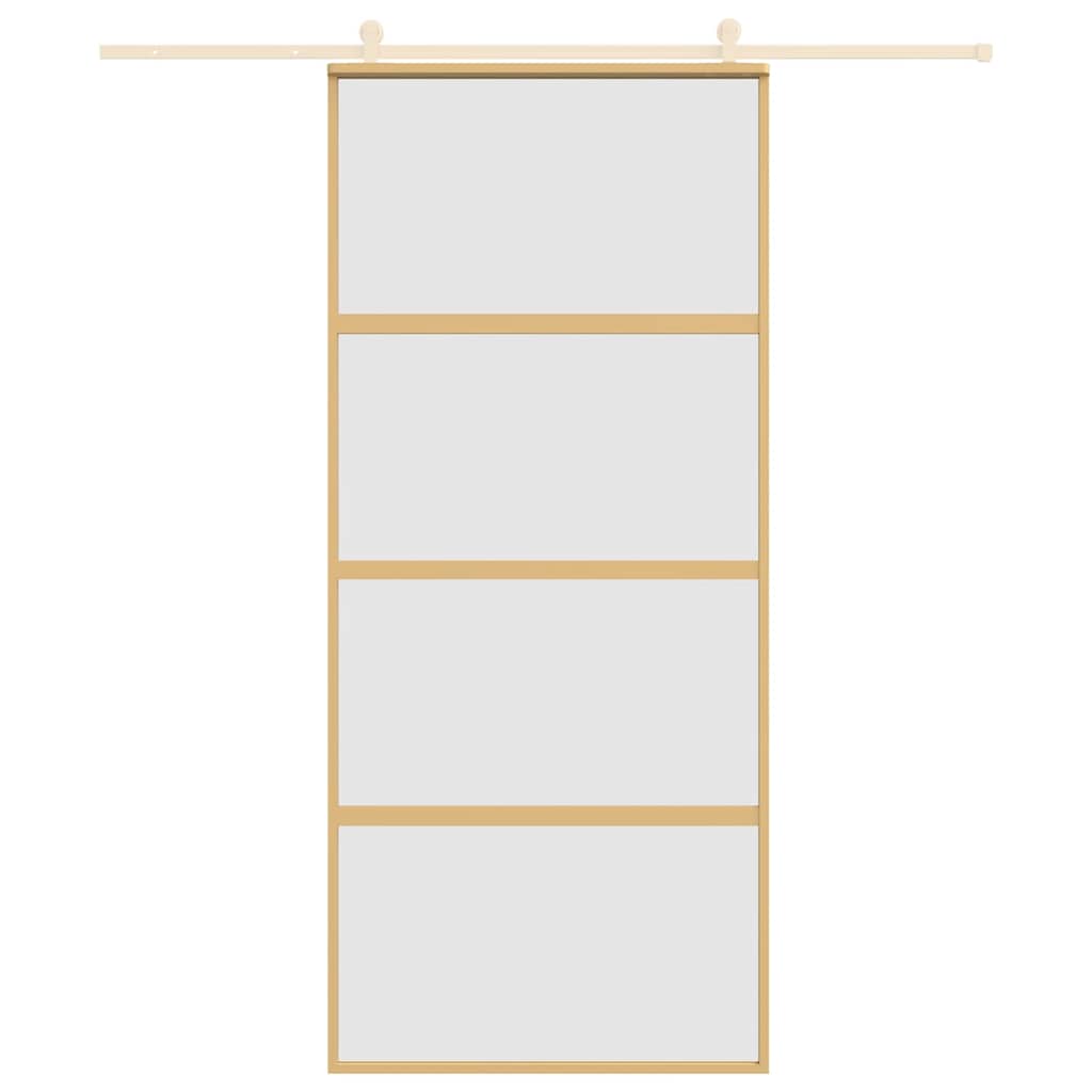 vidaXL Sliding Door Gold 90x205 cm Frosted ESG Glass and Aluminium