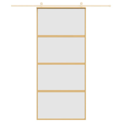 vidaXL Sliding Door Gold 90x205 cm Frosted ESG Glass and Aluminium
