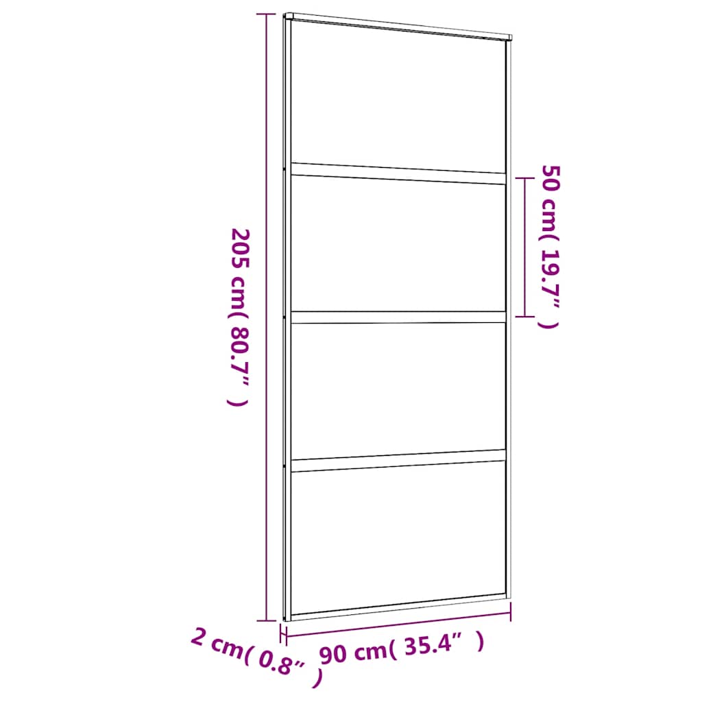 vidaXL Sliding Door Gold 90x205 cm Frosted ESG Glass and Aluminium